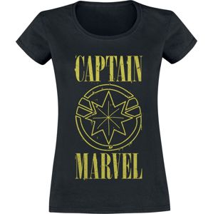 Captain Marvel Yellow Logo dívcí tricko černá