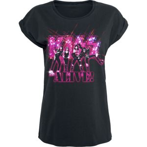Kiss Alive Pink Glitter Dámské tričko černá