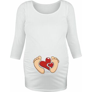Móda pro těhotné Top s dlouhými rukávy Heart and Feet Dámské tričko s dlouhými rukávy bílá
