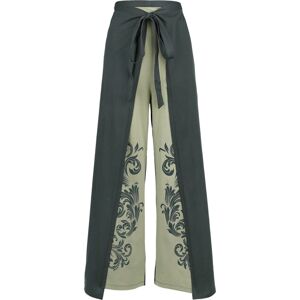 Black Premium by EMP Wrap Pants with Ornaments Dámské kalhoty tmave zelená