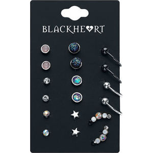 Blackheart Ear Stud Collection sada náušnic cerná/stríbrná
