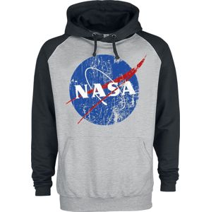 NASA Washed Logo mikina s kapucí smíšená šedo-černá