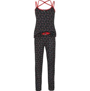 Gothicana by EMP Gothicana X Anne Stokes - Schwarzer Pyjama mit Print inklusive Tuch pyžama černá