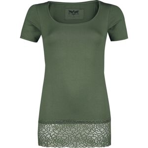 Black Premium by EMP Zelené tričko s krajkou na švu Black Premium dívcí tricko olivová