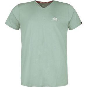 Alpha Industries Basic tričko s Véčkovým výstřihem a malým logem Tričko svetle zelená