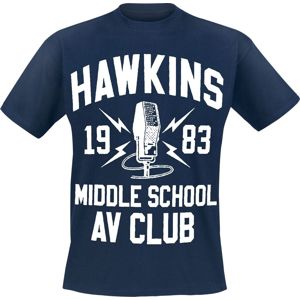 Stranger Things Hawkins Middle School Tričko námořnická modrá