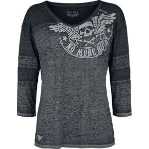 Rock Rebel by EMP Sivé melírovaná košela s dlhými rukávmi a potlacou Dámské tričko s dlouhými rukávy šedá