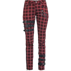 Gothicana by EMP Červeno/černé kostkované kalhoty Skarlett s přezkami Dámské kalhoty cervená/cerná