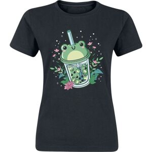 Zábavné tričko Bubble Tea Frog Dámské tričko černá