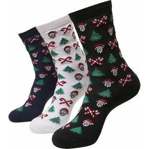 Urban Classics Balení 3 párů vánočních ponožek Grumpy Santa Ponožky cerná/bílá/modrá