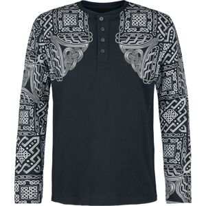 Black Premium by EMP Košilové šaty s dlouhými rukávy a keltskými dekoracemi Tričko s dlouhým rukávem černá