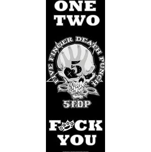 Five Finger Death Punch One Two Fuck You vlajka na dvere cerná/bílá