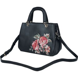 Voodoo Vixen Vintage taška s květovou výšivkou Kabelka černá