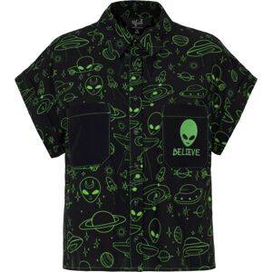 Hell Bunny Mulder Shirt Halenka cerná/zelená
