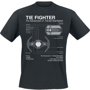 Star Wars Tie Fighter Blueprint Tričko černá