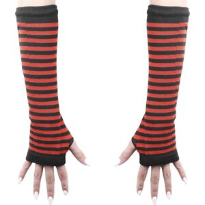 Banned Alternative Frances Striped Hand Warmers rukavice bez prstů cerná/cervená