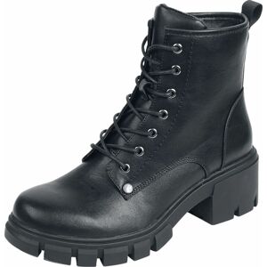 Black Premium by EMP Černé boty na šněrování s podpatky a strukturovanou podrážkou boty černá