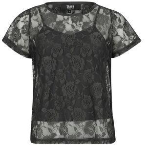 Black Premium by EMP Dvouvrstvé tričko s krajkou s motivem Dámské tričko šedá