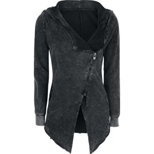 Black Premium by EMP Asymetrická vintage bunda na zip Dámská mikina s kapucí na zip černá