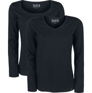 Black Premium by EMP Černé topy s dlouhými rukávy s Véčkovým a klasickým výstřihem Dámské tričko s dlouhými rukávy černá