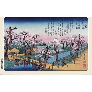 Hiroshige Mount Fuji Koganei Bridge plakát vícebarevný