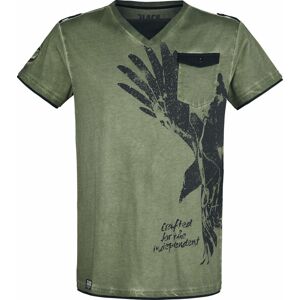 Black Premium by EMP Olivové tričko s Véčkovým výstřihem a potiskem Tričko olivová