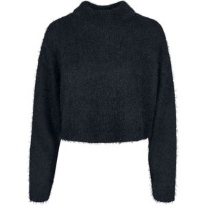 Urban Classics Ladies Oversized Turtleneck Feather Sweater Dívcí mikina černá