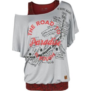 Rock Rebel by EMP Dvouvrstvé tričko a top Rock Rebel X Route 66 Dámské tričko červeno-šedá