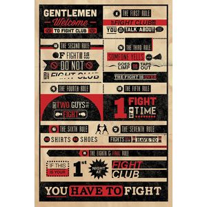 Fight Club Rules Infographic plakát vícebarevný