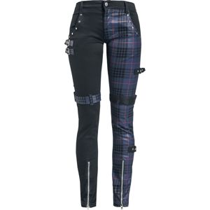 Gothicana by EMP Vzorované kalhoty s nýty a řemínky Dámské kalhoty cerná/modrá