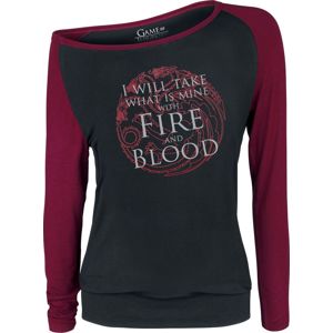 Game Of Thrones Fire And Blood dívcí triko s dlouhými rukávy cerná/bordová