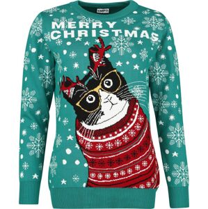 Ugly Christmas Sweater Merry Christmas Cat Pletený svetr vícebarevný