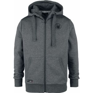EMP Premium Collection Sivá bunda s kapucnou a výšivkou Mikina s kapucí na zip šedá