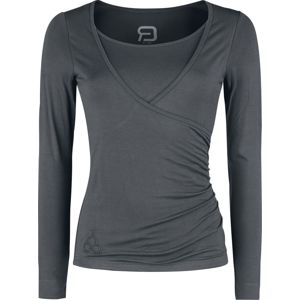 RED by EMP Sport und Yoga - graues Longsleeve in Wickeloptik dívcí triko s dlouhými rukávy tmavě šedá