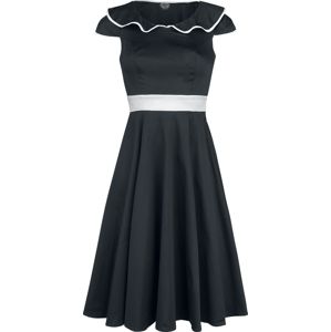 H&R London Šaty 50s Black Flute Collar šaty černá
