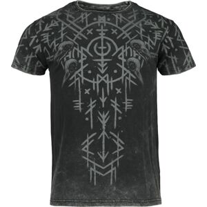 Black Premium by EMP Black Washed T-Shirt With Runes And Skulls Tričko černá