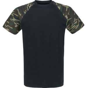Black Premium by EMP Raglanové kontrastní tričko tricko černá / lesní maskáč