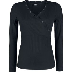 Black Premium by EMP schwarzes Langarmshirt mit Ösen und V-Ausschnitt Dámské tričko s dlouhými rukávy černá
