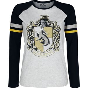 Harry Potter Hufflepuff dívcí triko s dlouhými rukávy šedobílá/černá