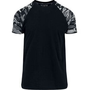 Black Premium by EMP Černé tričko s kamufláž rukávy Tričko maskáčová/černá