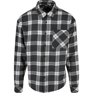 Urban Classics Černá, kostkovaná košile rovného střihu Košile šedá/bílá