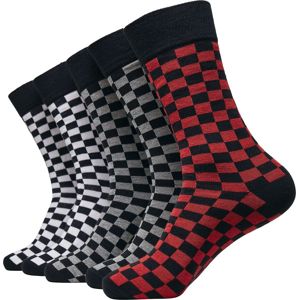 Urban Classics Balenie 5 párov kockovaných ponožiek Ponožky šedá/bílá/červená
