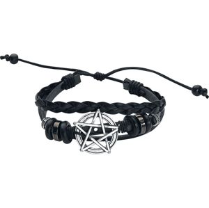 etNox Pentagramm Kožený náramek černá