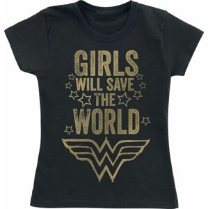 Wonder Woman Kids - Girls Will Save World detské tricko černá