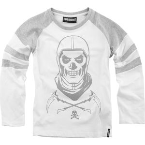 Fortnite Skull Trooper detské tricko - dlouhý rukáv bílá / šedivějící