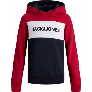 Jack & Jones Logo Block detská mikina s kapucí modrá/bílá/cervená