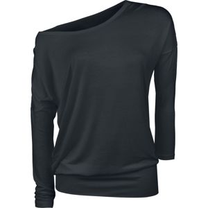 Build Your Brand Dámské tričko z viskózy s dlouhými rukávy dívcí triko s dlouhými rukávy černá