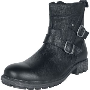 Black Premium by EMP Černé kožené boty s přezkami boty černá