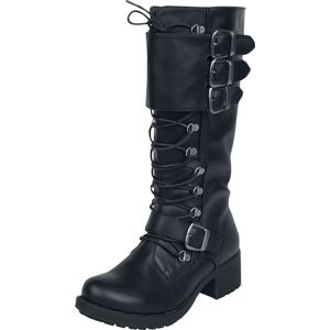 Black Premium by EMP Černé šněrovací boty s přezkami boty černá