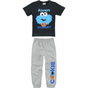 Sesame Street Kids - Always Hungry - Cookie Dětská pyžama černá/žíhaná světlešedá